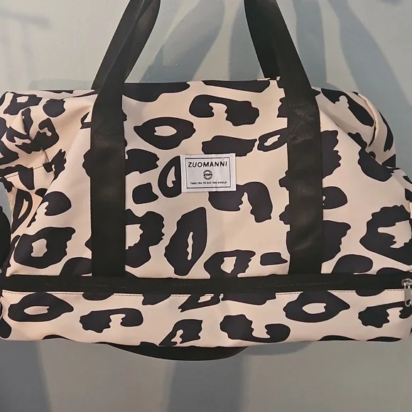 Black and White Animal Print Duffel Bag - Picture 2 of 9